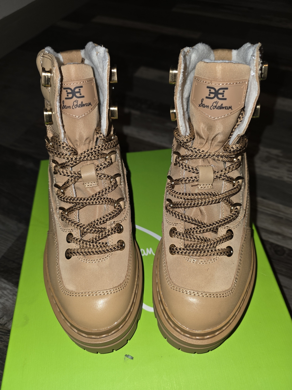 Sam Edelman Women's Tan Lace-Up Hiker Boots
